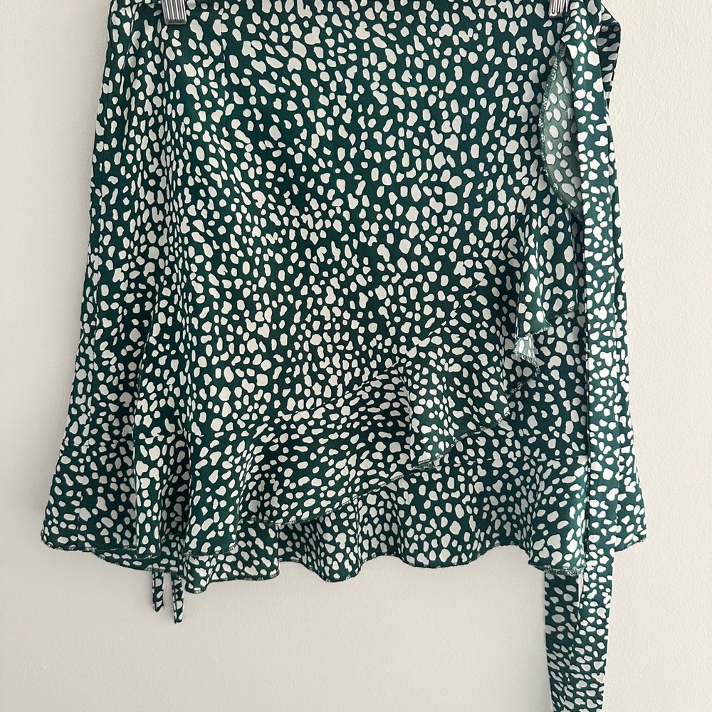 Green and White Polka Dot Wrap Skirt